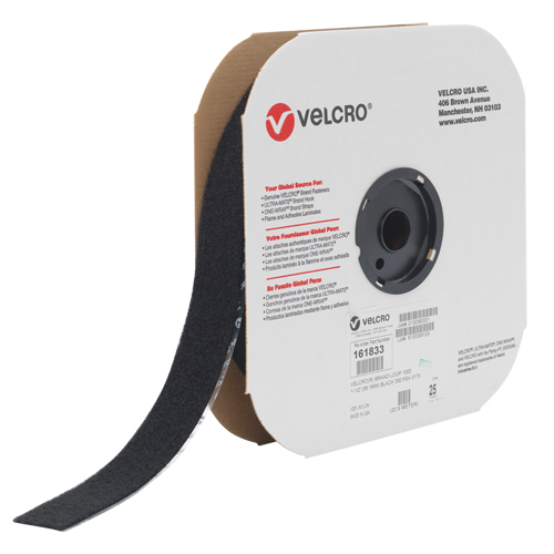 Fastener Tape, Loop, 25 yds x 2", Adhesive, Black Moffatt Supply & Specialties