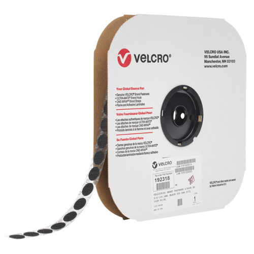 Attache Velcoin, Boucle, 3/4" dia., Adh&eacute;sif, Noir Moffatt Supply & Specialties