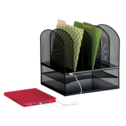 Organisateur de bureau avec alimentation USB Onyx Moffatt Supply & Specialties