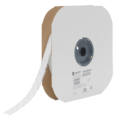 Fastener Tape, Hook, 25 yds x 1", Adhesive, White Moffatt Supply & Specialties