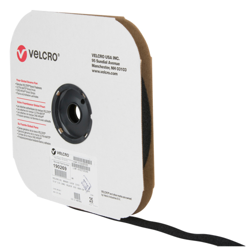 Ruban d'attaches, Boucle, 25 vg x 3/4", Cousu, Noir Moffatt Supply & Specialties