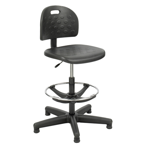 Soft Tough Stool, Stationary, Adjustable, 29" - 49", Polyurethane Seat, Black Moffatt Supply & Specialties
