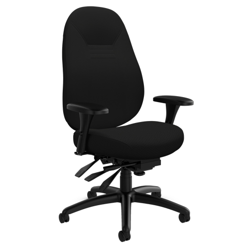 Medium Back Comfort Chair, Polyester, Black, 300 lbs. Capacity Moffatt Supply & Specialties