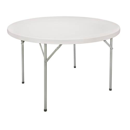 Folding Table, Round, 48" L x 48" W, Polyethylene, White Moffatt Supply & Specialties