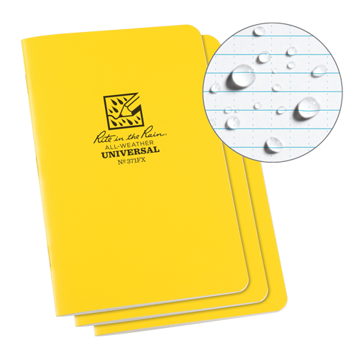 All-Weather Notebook, Soft Cover, Yellow, 48 Pages, 4-5/8" W x 7" L Moffatt Supply & Specialties