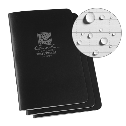 All-Weather Notebook, Soft Cover, Black, 48 Pages, 4-5/8" W x 7" L Moffatt Supply & Specialties