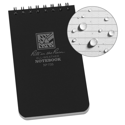 Pocket Top-Spiral Notebook, Soft Cover, Black, 100 Pages, 3" W x 5" L Moffatt Supply & Specialties