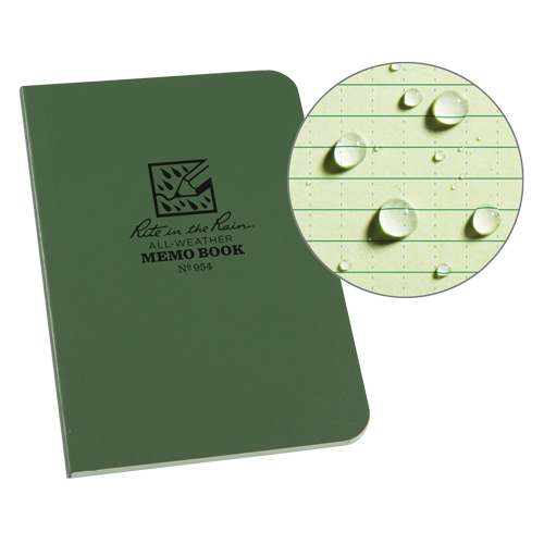 Livre m&eacute;mo, Couverture souple, Vert, 112 Pages, 3-1/2" , 5"  Moffatt Supply & Specialties