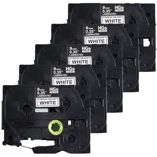 Ruban lamin&eacute;, 9 mm x 8 m, Noir sur blanc Moffatt Supply & Specialties