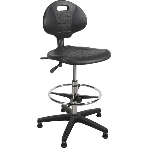 Tabouret robuste et ergonomique, Stationnaire, Ajustable, 39” - 48”, Polyur&eacute;thane Si&egrave;ge, Noir Moffatt Supply & Specialties