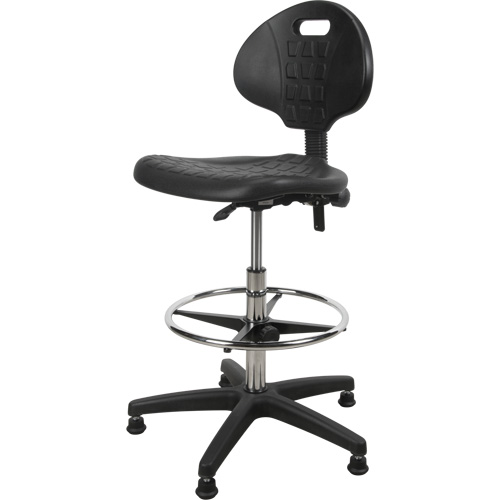 Tabouret robuste et ergonomique, Stationnaire, Ajustable, 39” - 48”, Polyur&eacute;thane Si&egrave;ge, Noir Moffatt Supply & Specialties