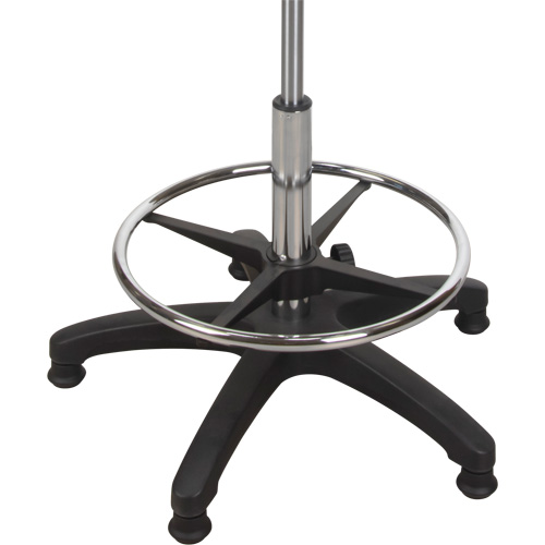 Tabouret ergonomique robuste avec accoudoirs r&eacute;glables, Stationnaire, Ajustable, 39" - 48", Polyur&eacute;thane Si&egrave;ge, Noir Moffatt Supply & Specialties