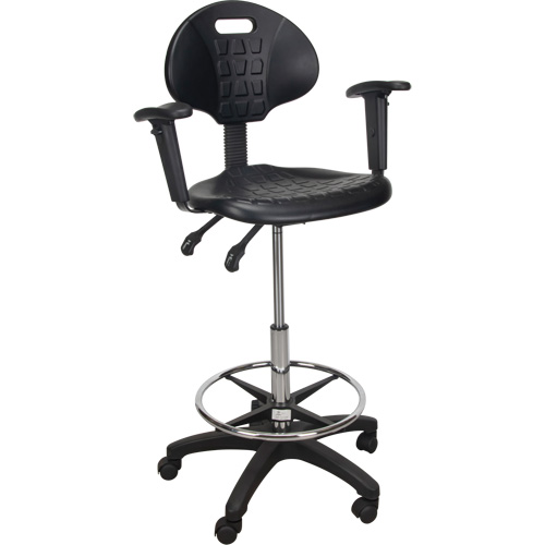 Heavy-Duty Ergonomic Stool with Adjustable Arm Rests & Nylon Stem Casters, Mobile, Adjustable Height, 250 lbs. Capacity Moffatt Supply & Specialties