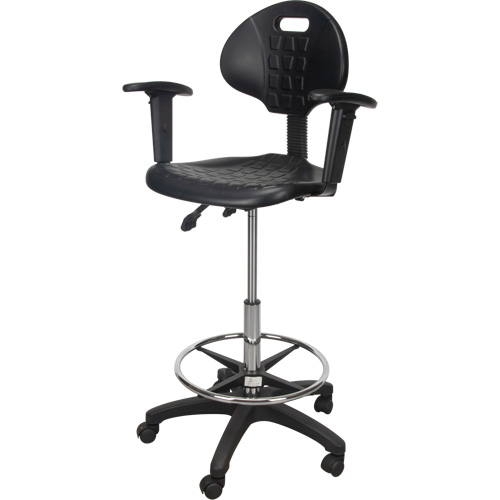 Heavy-Duty Ergonomic Stool with Adjustable Arm Rests & Nylon Stem Casters, Mobile, Adjustable Height, 250 lbs. Capacity Moffatt Supply & Specialties