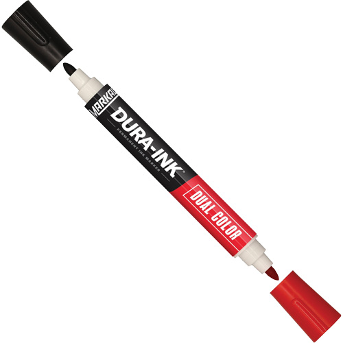 Markal&reg; Dura-Ink&reg; Dual Colour Permanent Ink Marker, Black/Red, Bullet Tip Moffatt Supply & Specialties