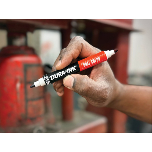 Markal&reg; Dura-Ink&reg; Dual Colour Permanent Ink Marker, Black/Red, Bullet Tip Moffatt Supply & Specialties