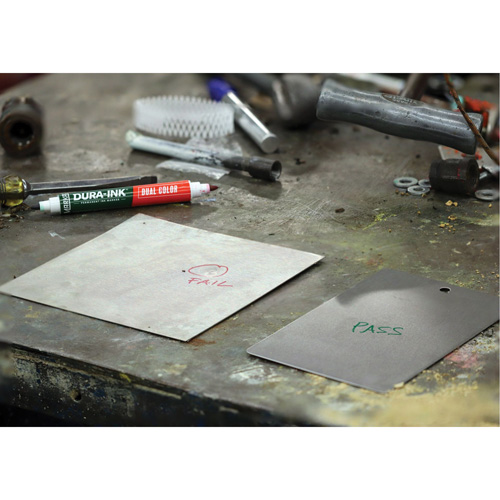 Markal&reg; Dura-Ink&reg; Dual Colour Permanent Ink Marker, Green/Red, Bullet Tip Moffatt Supply & Specialties