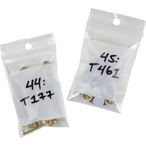 White Block Poly Bags, Reclosable, 3" x 2", 2 mils Moffatt Supply & Specialties