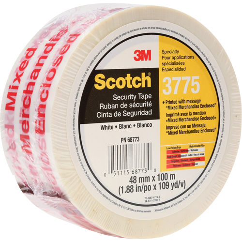 Scotch&reg; 3775 Box Sealing Tape with Message, Hot Melt Adhesive, 2 mils, 48 mm (1-22/25") x 100 m (328') Moffatt Supply & Specialties