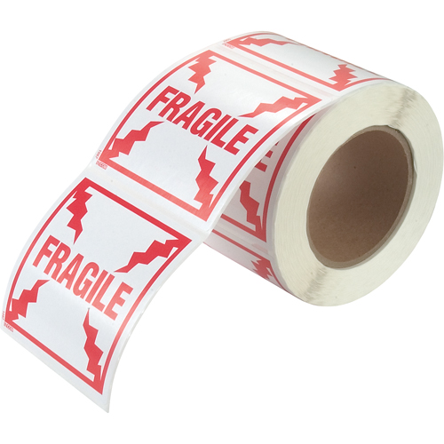 "Fragile" Special Handling Labels, 4" L x 4" W, Red on White Moffatt Supply & Specialties