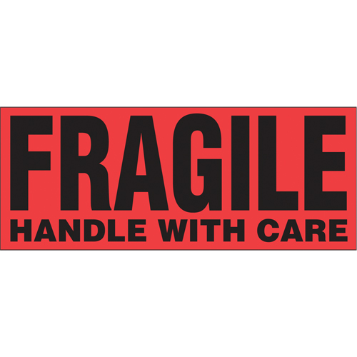 "Fragile Handle with Care" Special Handling Labels, 5" L x 2" W, Black on Red Moffatt Supply & Specialties