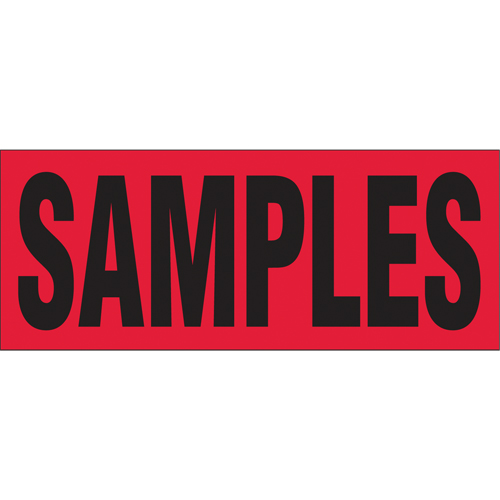 "Samples" Special Handling Labels, 5" L x 2" W, Black on Red Moffatt Supply & Specialties