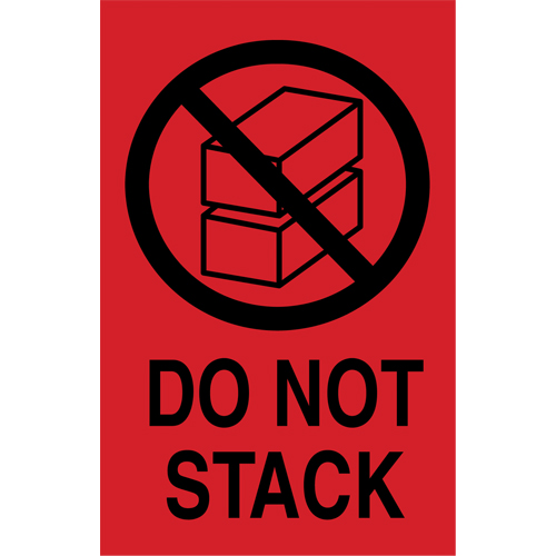 "Do Not Stack" International Shipping Labels, 6" L x 4" W, Black on Red Moffatt Supply & Specialties