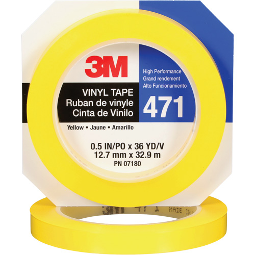 Ruban en vinyle 471, 12 mm (1/2") la x 32,9 m (108') lo, 5,3 mils, Jaune Moffatt Supply & Specialties