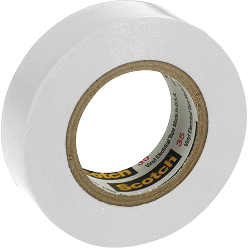 Rubans en vinyle pour codage en couleurs 35 Scotch, 12,7 mm (1/2") x 6,1 m (20'), Blanc, 7 mils Moffatt Supply & Specialties