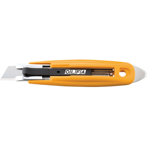 Self-Retracting Safety Knife with Tape Slitter, 17.5 mm, Carbon Steel, Plastic Handle Moffatt Supply & Specialties