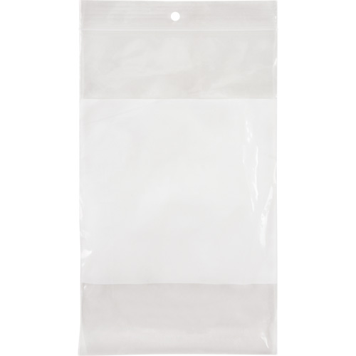Sacs en poly avec espace inscriptible blanc, Refermable, 8" x 5", 2 mils Moffatt Supply & Specialties