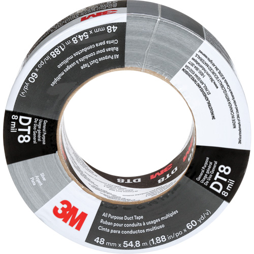 DT8 All-Purpose Duct Tape, 8 mils, Silver, 48 mm (2") x 55 m (180') Moffatt Supply & Specialties