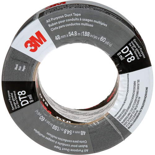 DT8 All-Purpose Duct Tape, 8 mils, Black, 48 mm (2") x 55 m (180') Moffatt Supply & Specialties