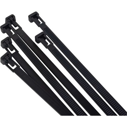 Re-Usable Cable Tie, 14" Long, 50 lbs. Tensile Strength, Black Moffatt Supply & Specialties