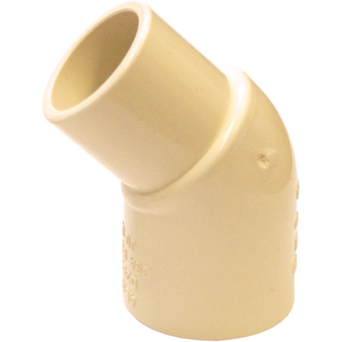 Raccord coude 45° m&acirc;le et femelle Flowguard Gold, Chantepleure x noeud, PVC-C, 1/2" Moffatt Supply & Specialties