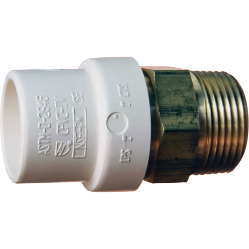 Threaded Pipe Adapter, Hub x MPT, 1/2" Dia., Brass/CPVC Moffatt Supply & Specialties