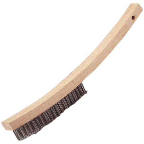 Curved Handle Hand Scratch Brush, Stainless Steel, 4 X 20 Wire Rows, 17" Long Moffatt Supply & Specialties