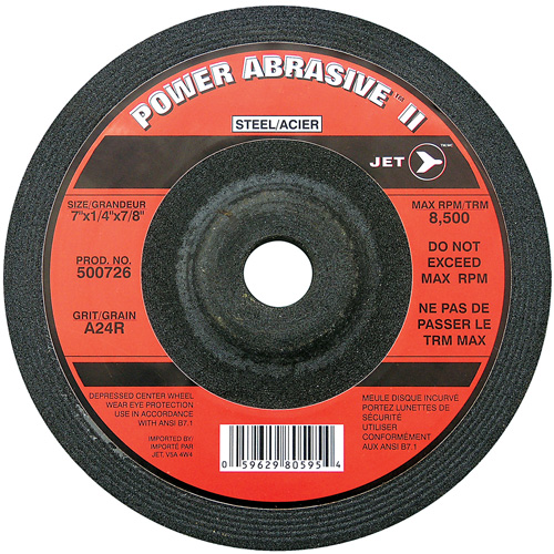 Meule POWER ABRASIVE A24R, 7" x 1/4", Arbre 7/8", Type T27 Moffatt Supply & Specialties
