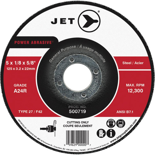 Power Abrasive Cut-Off Wheel, 7" x 1/8", 7/8" Arbor, Type 27, 8500 RPM Moffatt Supply & Specialties