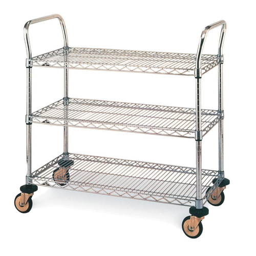 Chariot utilitaire &agrave; usage standard avec tablettes en treillis m&eacute;tallique, Chrom&eacute;, 18" x 39" x 36", Capacit&eacute; 375 lb Moffatt Supply & Specialties