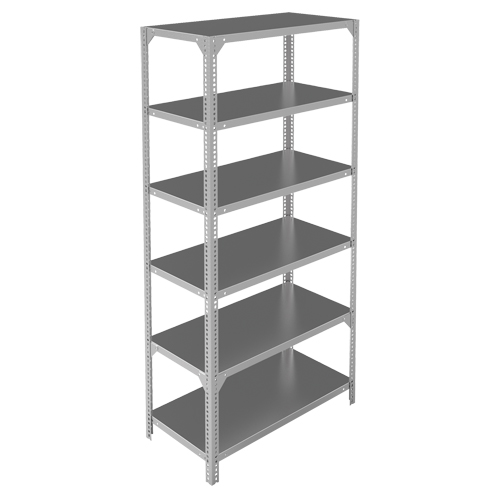 Shelving Unit, Galvanized Steel, Slotted Angle, Starter, 36" W x 72" H x 15" D Moffatt Supply & Specialties