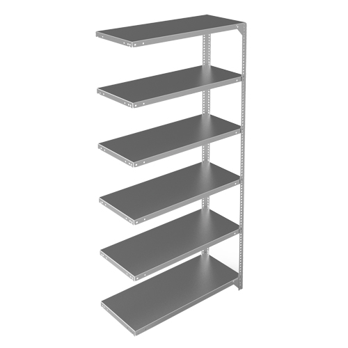 Shelving Unit, Galvanized Steel, Slotted Angle, Add-On, 36" W x 72" H x 15" D Moffatt Supply & Specialties