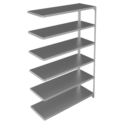 Shelving Unit, Galvanized Steel, Slotted Angle, Add-On, 48" W x 72" H x 18" D Moffatt Supply & Specialties