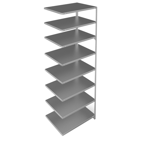 Shelving Unit, Galvanized Steel, Slotted Angle, Add-On, 36" W x 96" H x 24" D Moffatt Supply & Specialties