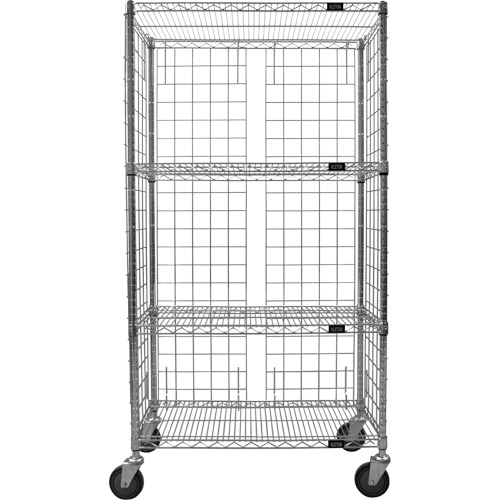 Enclosed Wire Shelf Cart, Chrome Plated, 36" x 69" x 18", 800 lbs. Capacity Moffatt Supply & Specialties
