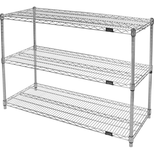 Heavy-Duty Chromate Wire Shelving, 3 Tiers, 36" W x 33" H x 24" D Moffatt Supply & Specialties