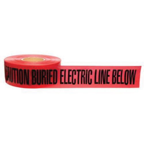 "Buried Electric Line" Identoline&reg; Underground Warning Tape, 3" W x 1000' L, Black on Red Moffatt Supply & Specialties