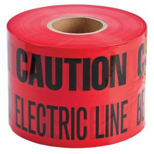 "Buried Electric Line" Identoline&reg; Underground Warning Tape, 6" W x 1000' L, Black on Red Moffatt Supply & Specialties