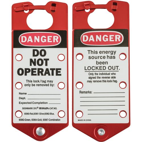 Labeled Lockout Hasp, Red Moffatt Supply & Specialties