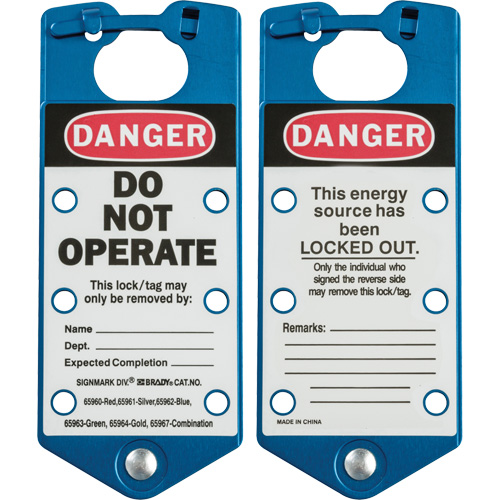 Labeled Lockout Hasps, Blue Moffatt Supply & Specialties